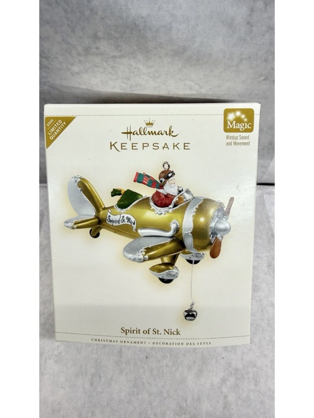 2006 Hallmark Ornament Spirit of St. Nick Magic Airplane Windup READ